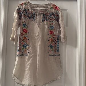 Johnny Was 3 J workshop 100% linen sheer Surf Swim Resort Cover-Up Dress